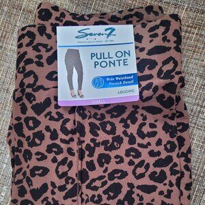 NWT Women's Seven Brand; size Small pleated leopard print leggings
